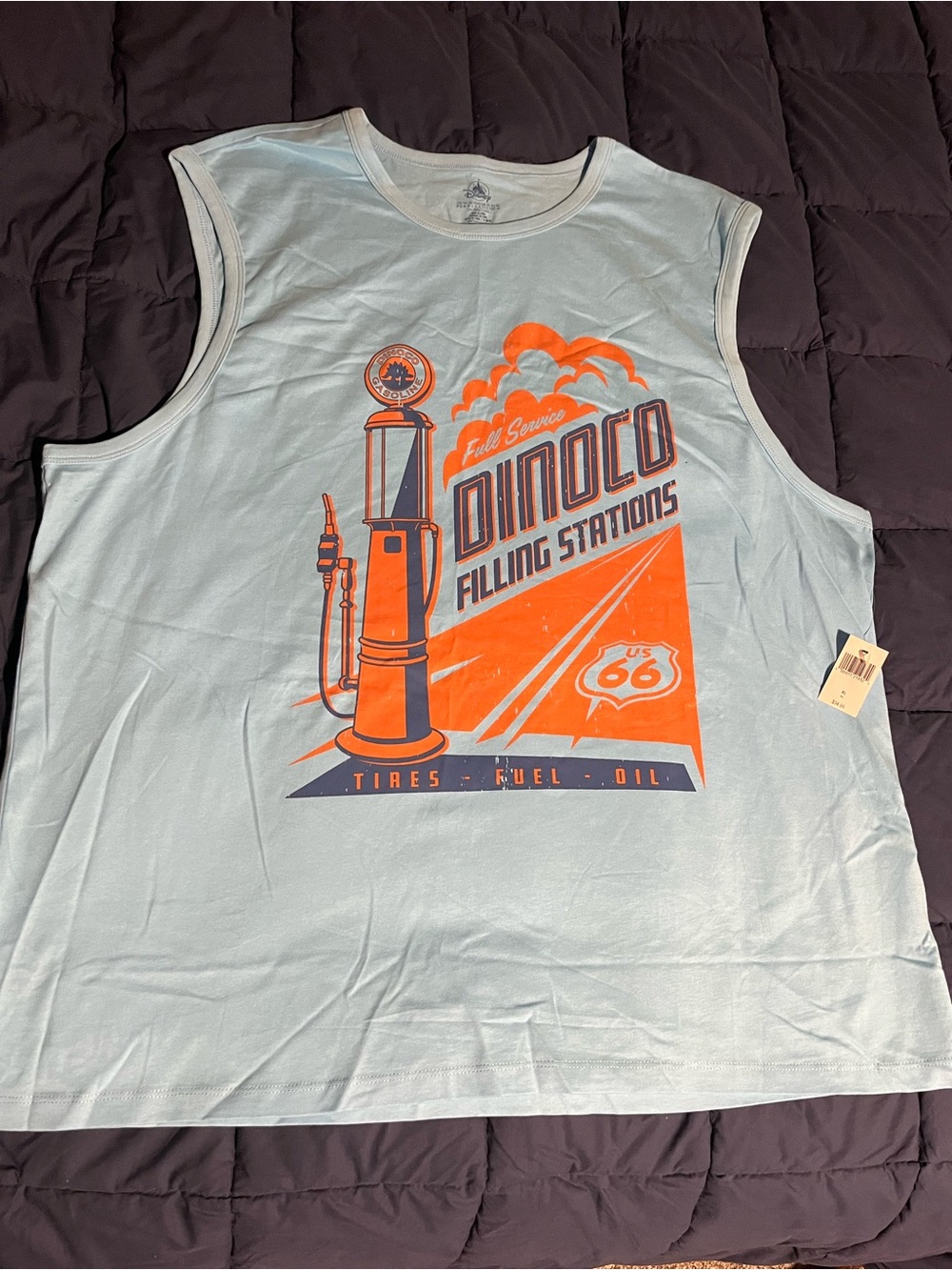 Disney Cars Dinoco Sleeveless Graphic Tank Top - Light Blue & Orange